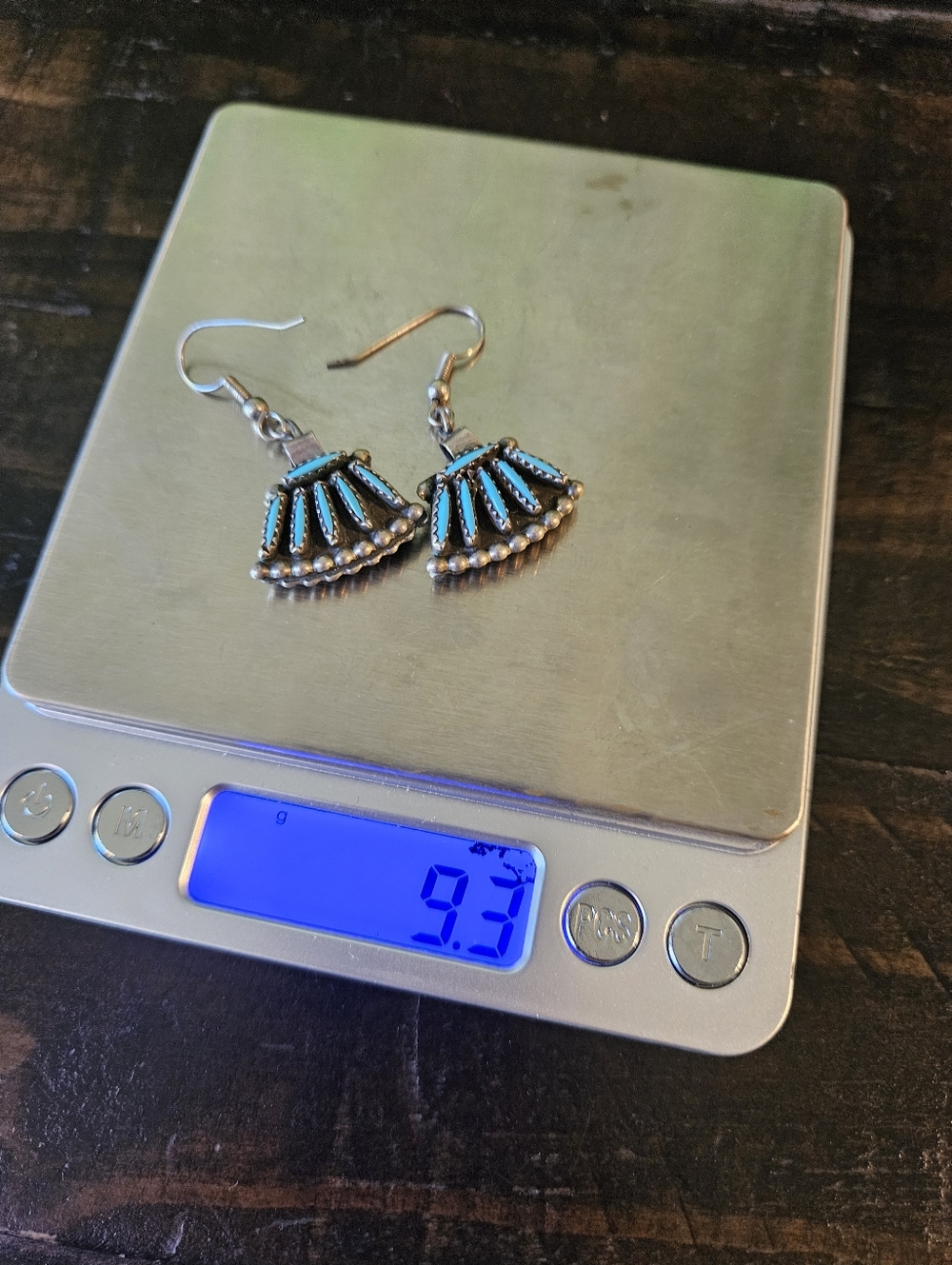 Reserved. ..Vintage Zuni Reversible Coral/Turquoise Earrings - Picture 10 of 10